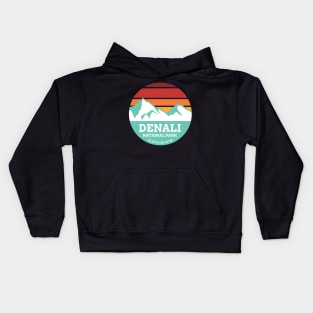 Denali National Park Retro Sticker Kids Hoodie